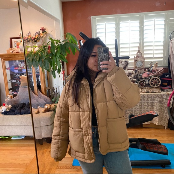 topshop tan quilted puffer jacket - Picture 6 of 8